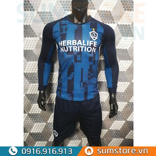 Áo Đá Banh LA Galaxy Xanh Dài Tay - Đồ Thể Thao Mới Nhất 2019