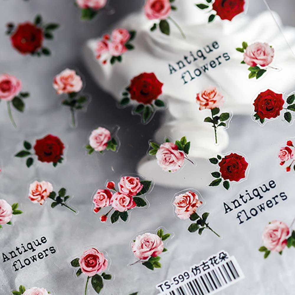 [Hàng mới về] Miếng dán trang trí móng tay hình hoa hồng 5d diy