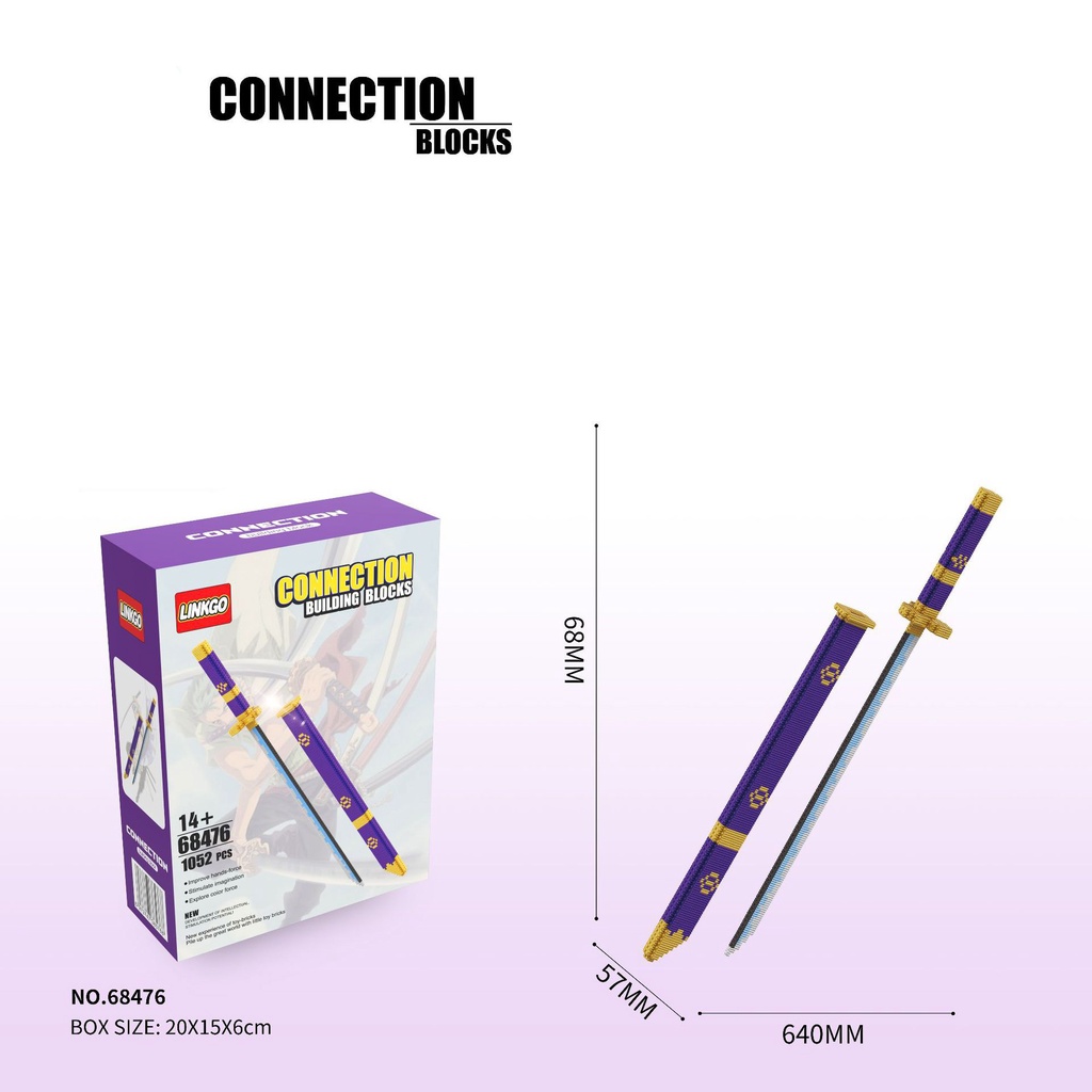 Đồ Chơi Lắp Ráp Kiểu Lego Mô Hình Kiếm Katana Của Kiếm Sư Roronoa Zoro Trong Đảo Hải Tặc Rèn Luyện Trí Thông Minh Cho Bé