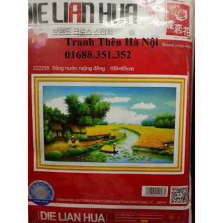 tranh thêu chữ thập cánh đồng lúa vàng kt 106x65cm