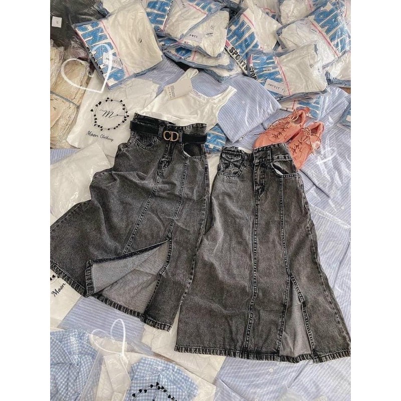 CHÂN VÁY BÒ NẮP TÚI DÁNG DÀI | BigBuy360 - bigbuy360.vn