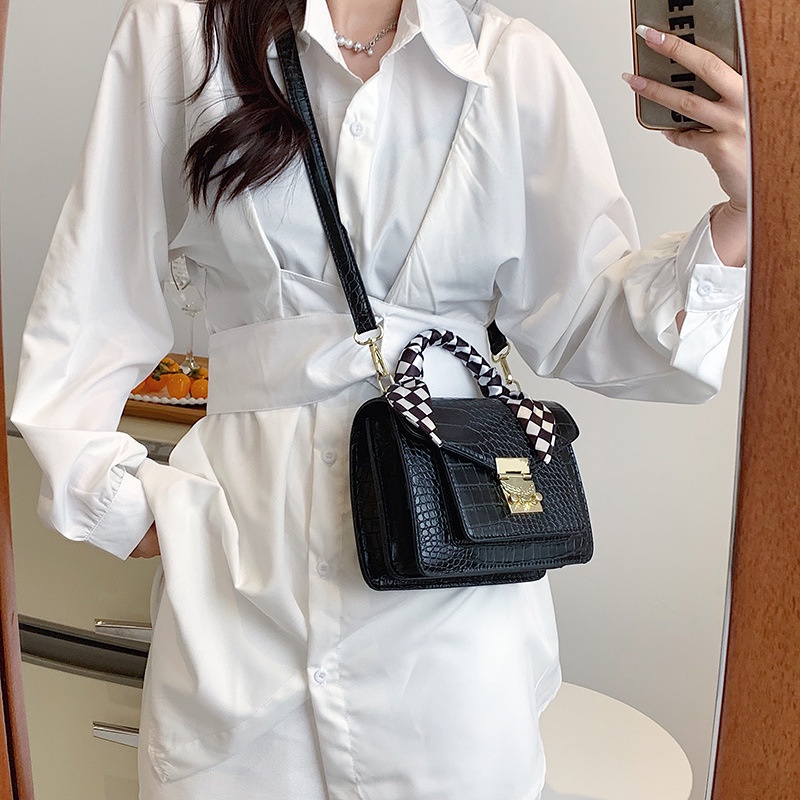 IELGY Túi Đeo Vai Vân Da Cá Sấu Bằng Lụa Thời Trang Cho Nữ