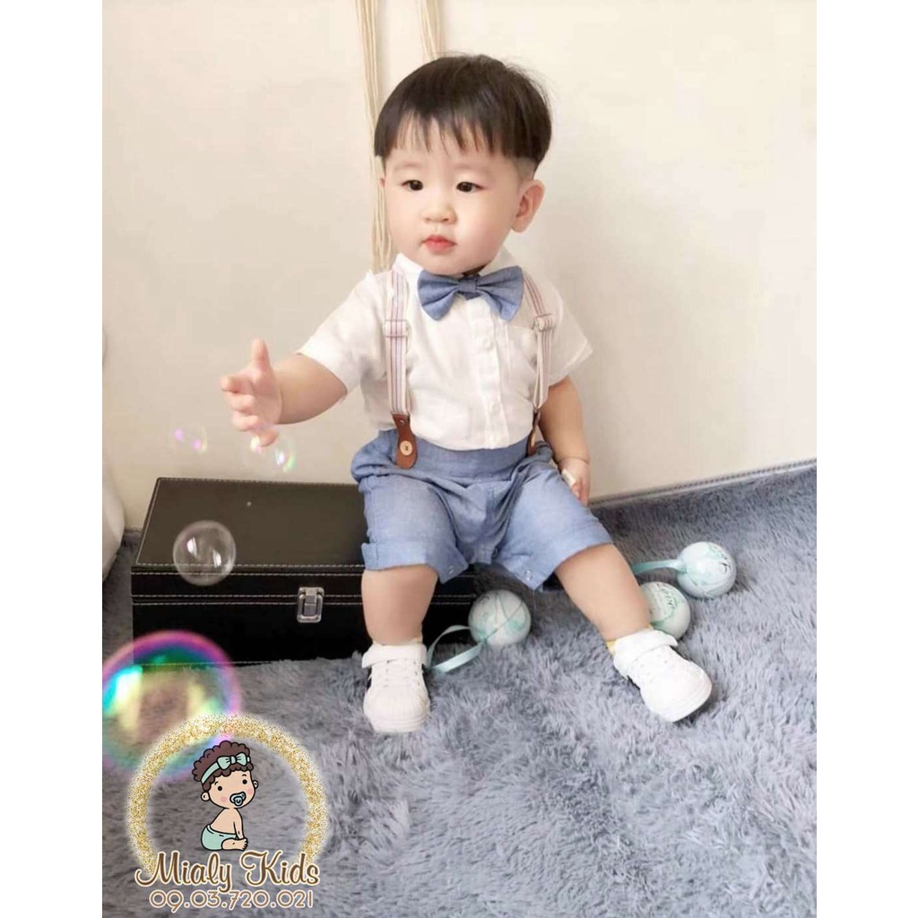 Quần áo trẻ em Mialy kids, Set yếm công tử cho bé trai mặc đầy tháng, thôi nôi, đi tiệc (3-15kg) - Vải mềm mại, thoáng