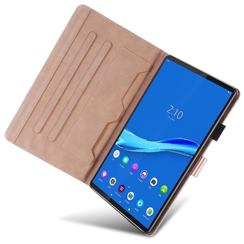 Bao Da Máy Tính Bảng Nắp Lật Bằng Da PU Viền Silicon Mềm Mại Kiêm Ví Và Khe Thẻ Cho Lenovo Tab M8 (HD) 8.0" (2019)