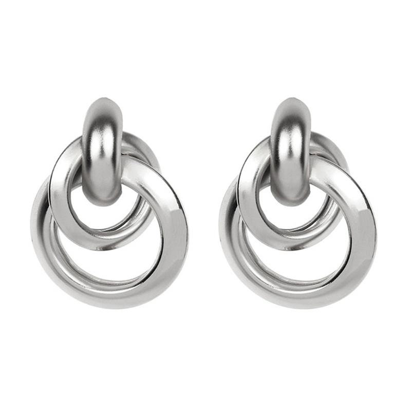 1 Đôi Bông Tai Hình Học Xoắn Nút Bằng Kim Loại Nhỏ Cho Nữ