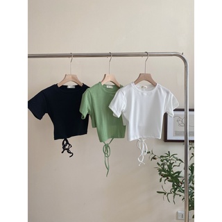 Áo croptop cộc tay buộc eo