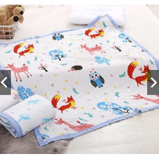 Chăn xô 4 lớp bo viền cực đẹp 110*110cm