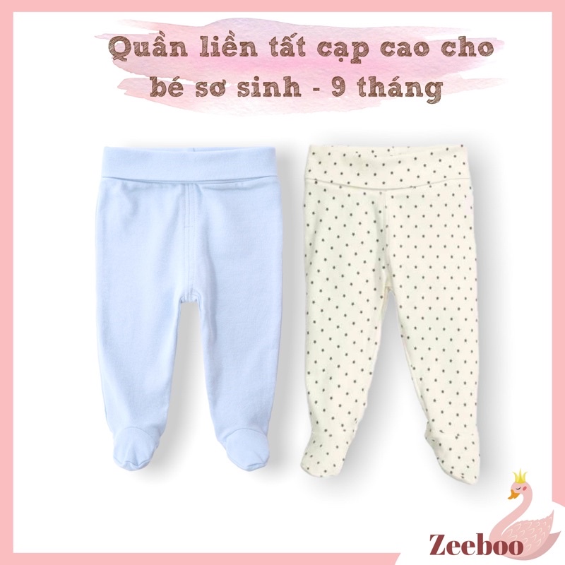 Quần liền tất cạp cao cho bé trai, bé gái từ sơ sinh đến 9 tháng, cạp cao kín  bụng, quần mặc bên trong áo dài, váy