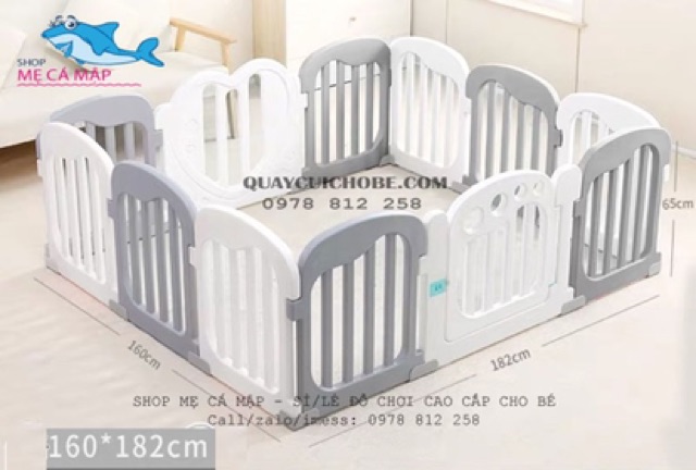 Quây Cũi Nhựa Bambi Kids Trắng Ghi Cao Cấp, Cũi Nhựa HDPE Không Mùi An Toàn Tuyệt Đối Cho Bé