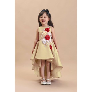 Đầm đuôi tôm đính hoa nổi cao cấp