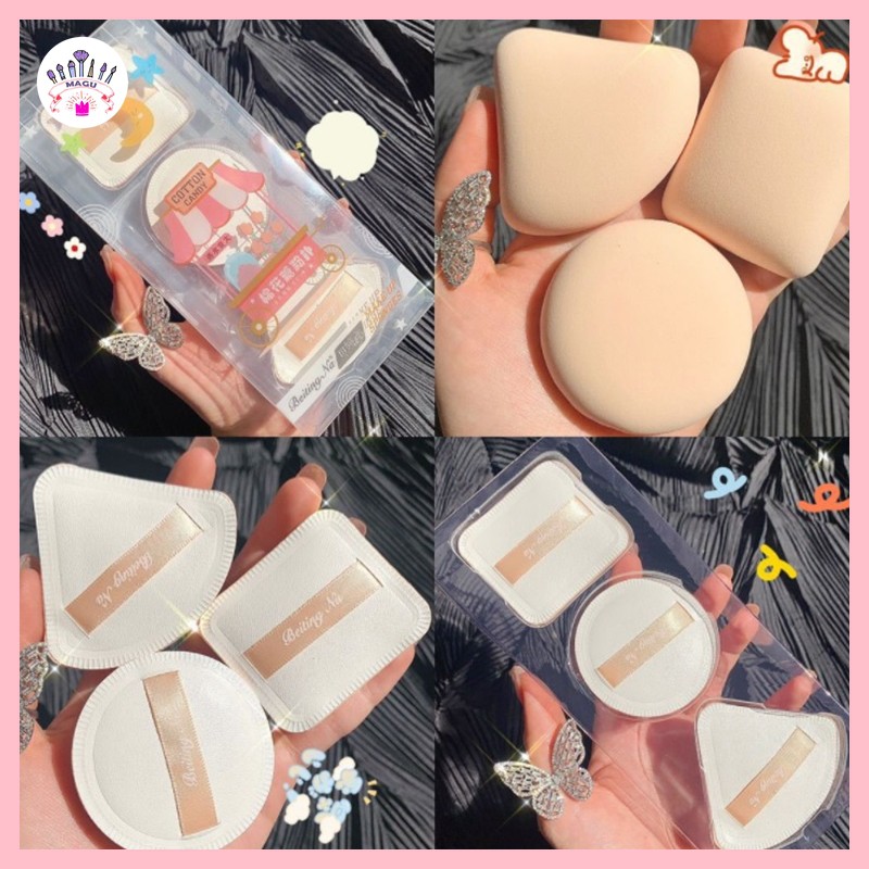 Set 3 bông phấn Bettigna marshmallow cao cấp - Bông tán kem nền siêu mềm mịn mã B2153