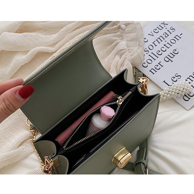 Túi đeo vai IELGY cỡ nhỏ phối dây xích thời trang cho nữ