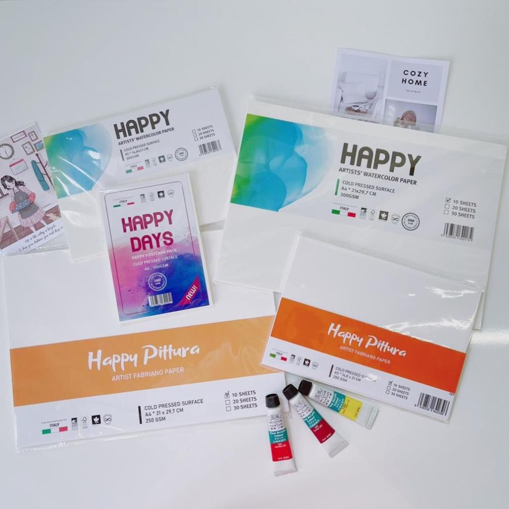 Giấy Vẽ Màu Nước HAPPY Hạng Họa Sĩ 300gsm A5,A4 - Chuyenmythuat68