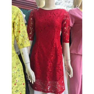 Áo dài cách tân vải ren dày dặn