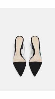 Guốc da lộn phối viền trong slingback