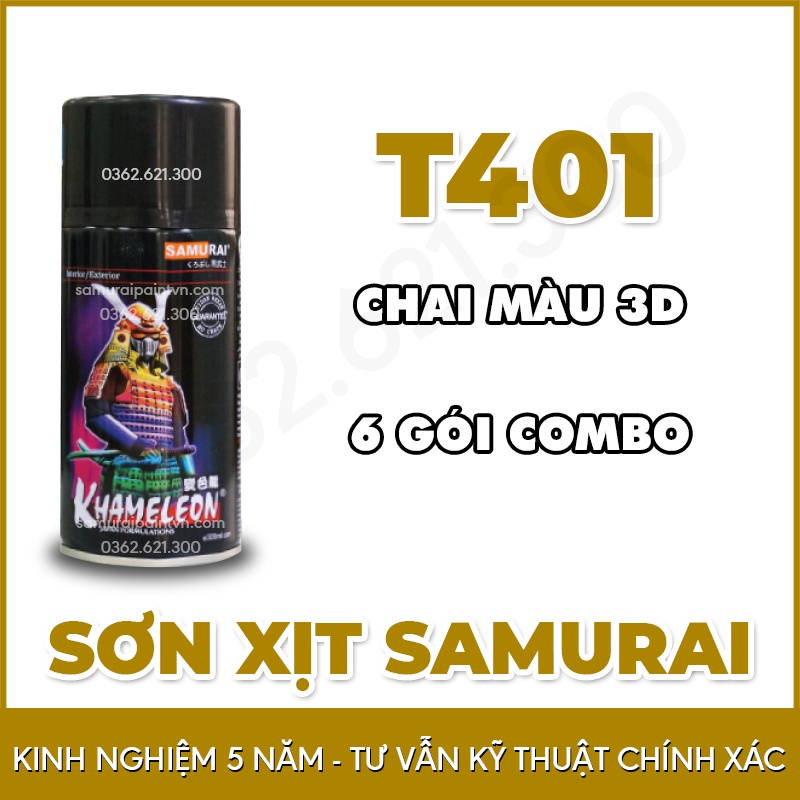 Màu 3D sơn Samurai T401 - Gói combo sơn xịt T401