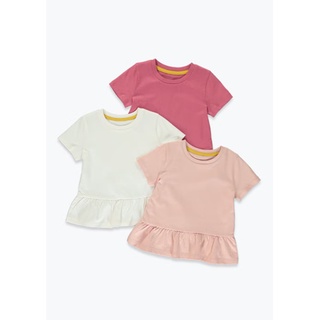 Set 3 áo thun babydoll màu hồng trắng trơn Matalan