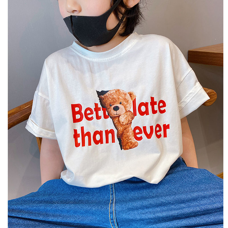 Áo thun cotton ngắn tay dáng rộng thời trang cho bé trai