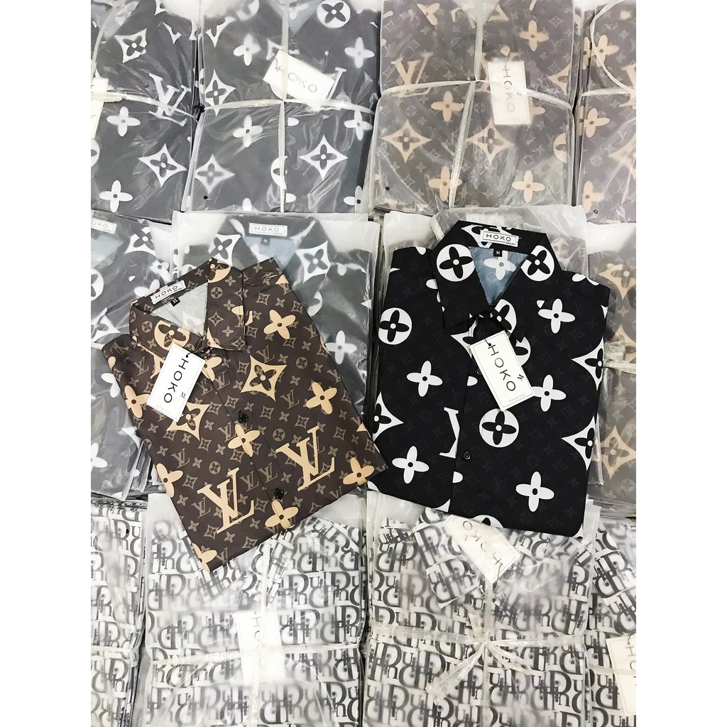 Áo sơ mi nam nữ 3D form rộng tay ngắn chất lụa in họa tiết LV , DIO thoáng mát phong cách thời trang | BigBuy360 - bigbuy360.vn