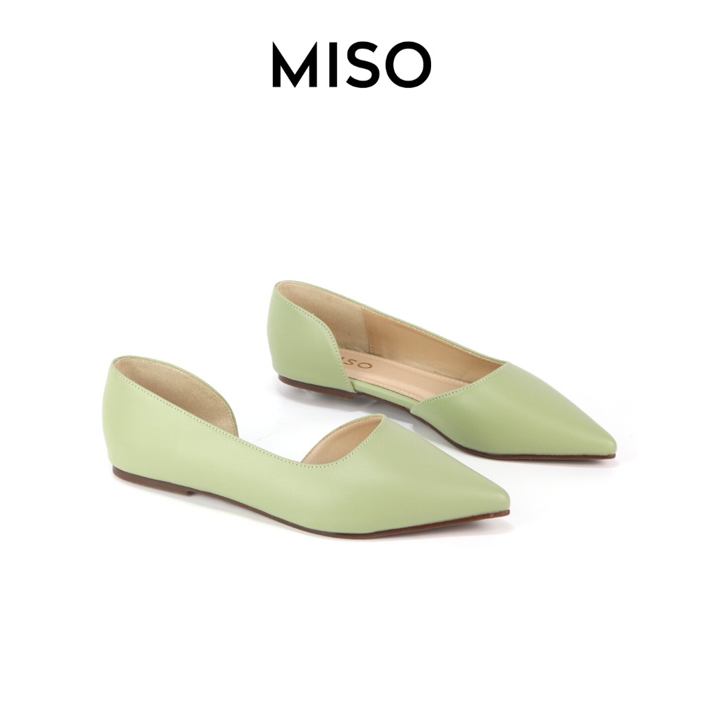 Giày bupbe nữ đế bệt mũi nhọn khoét eo êm chân màu pastel nhẹ nhàng MISO M042