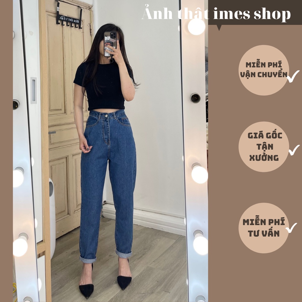 Quần bò nữ, quần Jean bò baggy nữ cạp cao phong cách Ulzzang Hàn Quốc 1639 imes shop | BigBuy360 - bigbuy360.vn