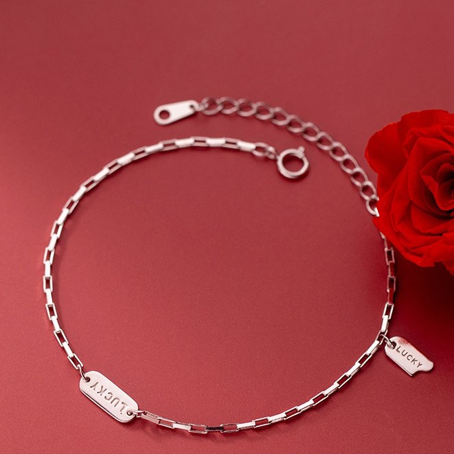 [Freesize] Lắc Tay/Vòng Tay Nữ Bạc 925 Cao Cấp ERA SHOP 077901 - Bảng Lucky Cá Tính, Độc Đáo, Đơn Giản, Rẻ Đẹp