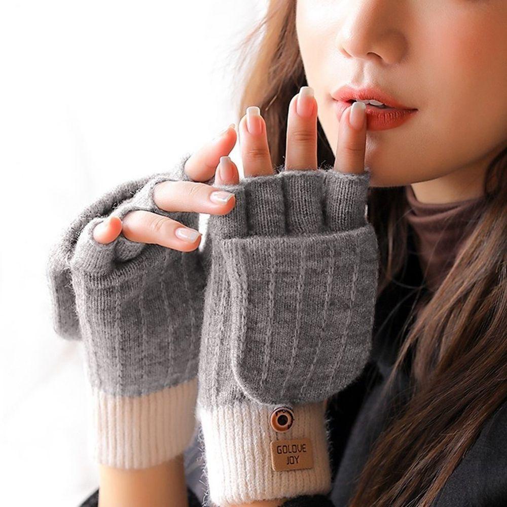Đôi găng tay MKEB len nhung hở ngón giữ ấm thời trang thu đông dễ thương cho nữ