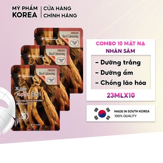 Combo 10 Túi Mặt nạ giấy dưỡng da chiết xuất từ nhân sâm 3W Clinic Hàn Quốc 23mlx10 giúp da trắng sáng mềm mại tự nhiên
