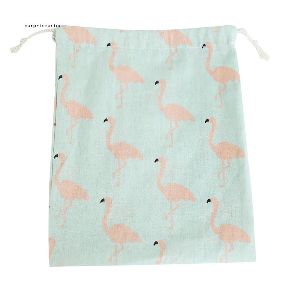 Túi dây rút cotton lanh in họa tiết dễ thương