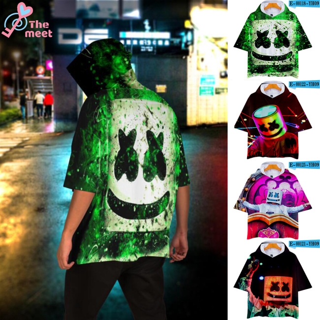 Áo thun hoodie dài tay in hình DJ Marshmello 3D thời trang cho nam nữ