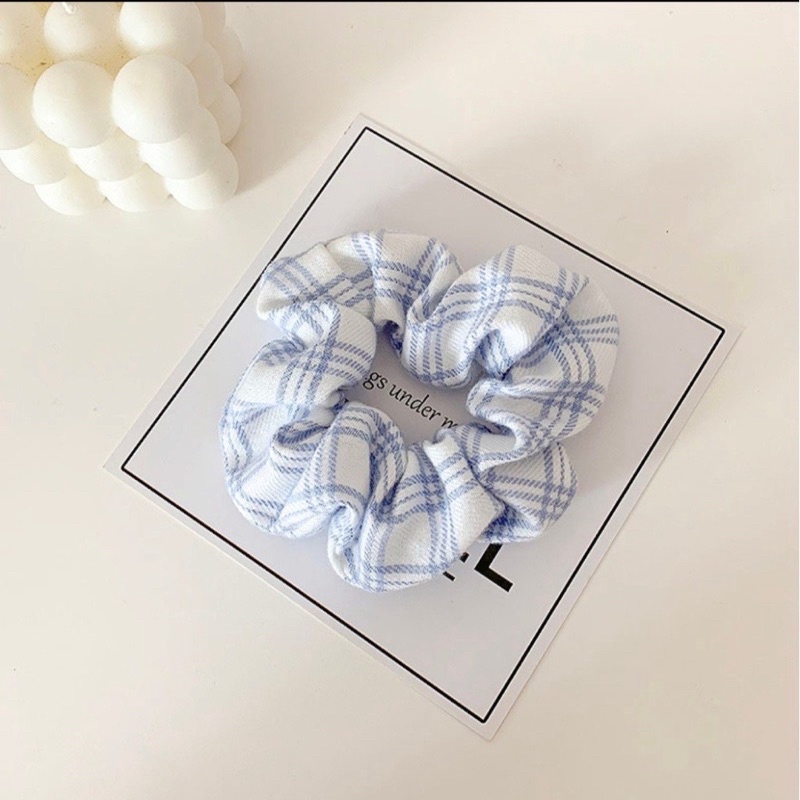 Dây buộc tóc FREESHIPdây cột tóc vải Scunchies nhiều mẫu tone Xanh Biển