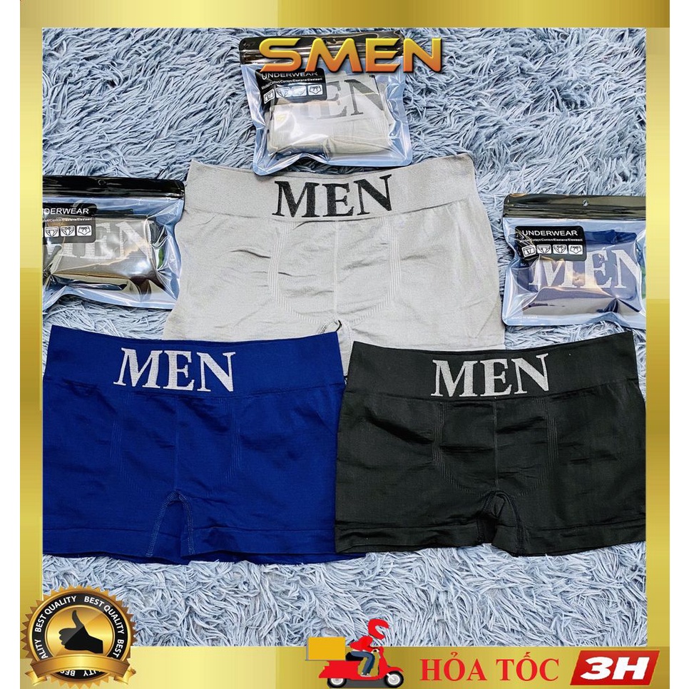 Quần sịp nam boxer dệt kim, quần lót nam boxer MEN cao cấp (Che tên) - SMEN