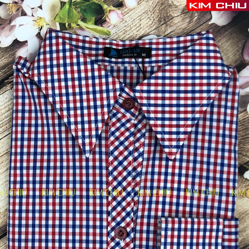 Áo Sơ Mi Nữ Công Sở Kim Chiu Kẻ Caro, Màu Tím Tay Dài Vải Kate Mỹ Đẹp Ít Nhăn Giãn Nhẹ ĐỔI TRẢ THOẢI MÁI. SMTD01