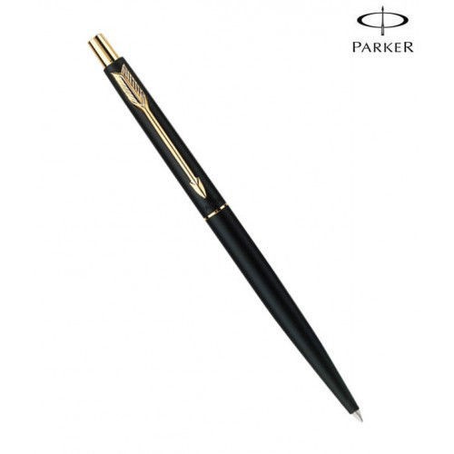 Viết parker chính hãng, bút ký cao cấp bằng thép chrome, loại parker jotter, thép đen mạ vàng, mực xanh