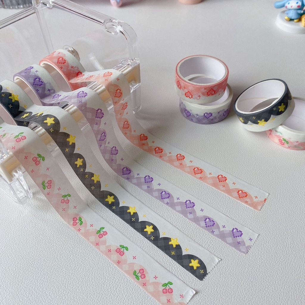 Cuộn Washi Tape Màu Pastel Họa Tiết Dễ Thương Trang Trí Sổ