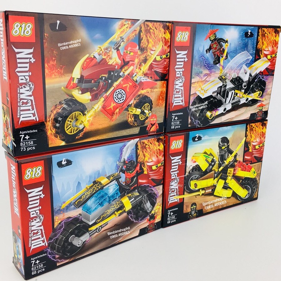 Combo 4 Hộp Xếp Hình Lego Ninjago + Siêu Xe Moto Siêu Hót. Lego Ninja đồ chơi trẻ em