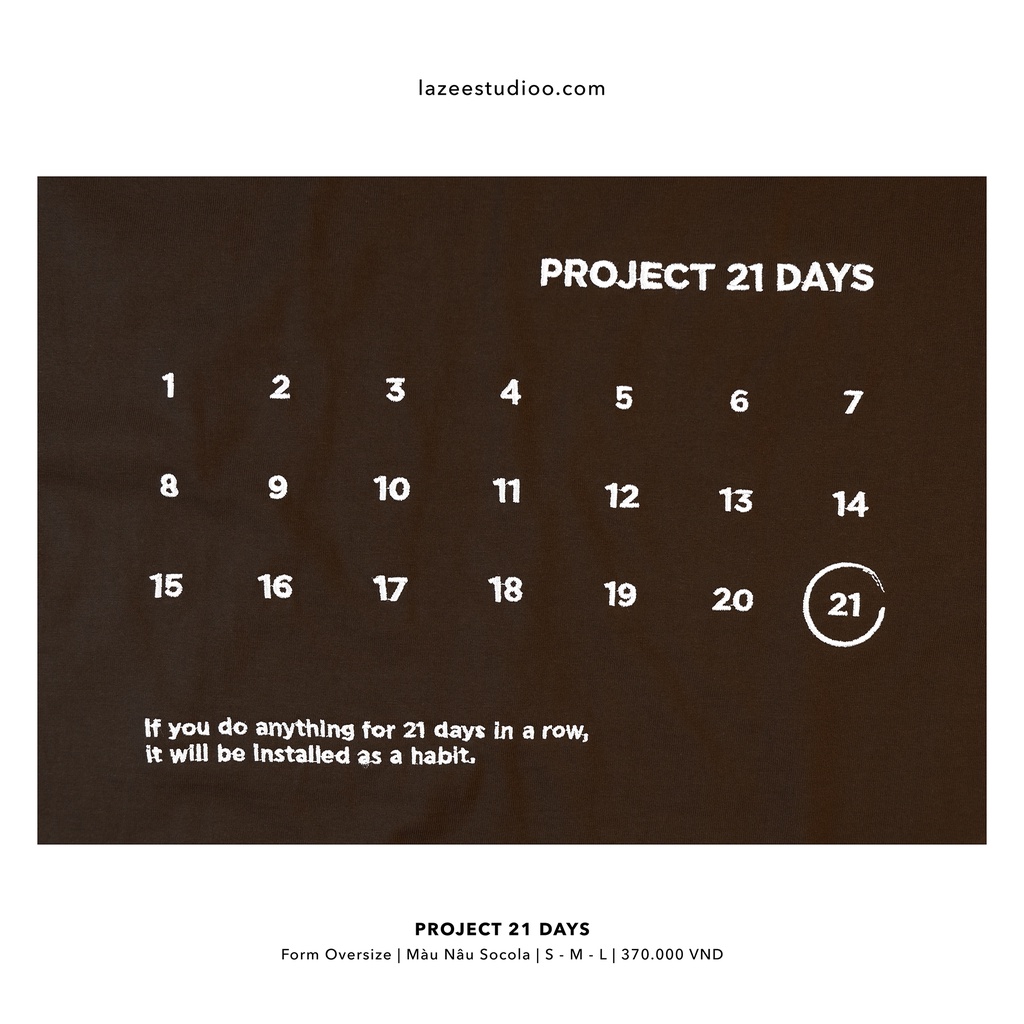 Áo thun - PROJECT 21 DAYS | LAZEE STUDIOO | Nâu Socola - Đen | Form Oversize