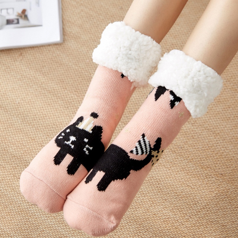 Xiangbao Vớ Lông Cừu Lót Xù In Hình Trái Tim Tuần Lộc Giáng Sinh Cho Nữ Wa