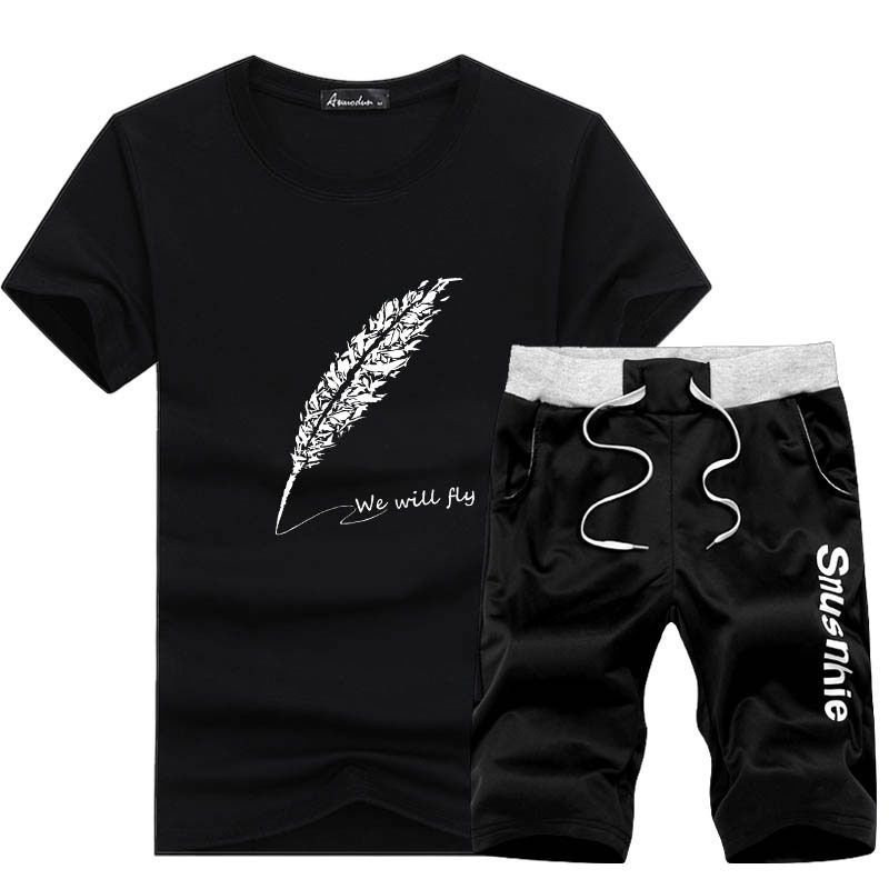 Set Áo Thun Tay Ngắn Cổ Tròn + Quần Short Cho Nam