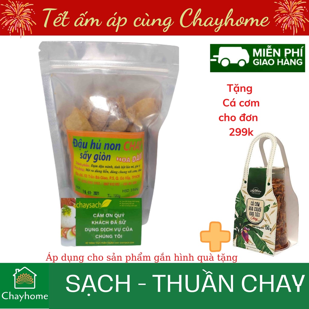 [100g] Đậu hũ non chay sấy giòn Hoa Đàm - Chayhome - Thực Phẩm Chay/ đồ ăn chay + TẶNG Chà bông chay đơn 799k