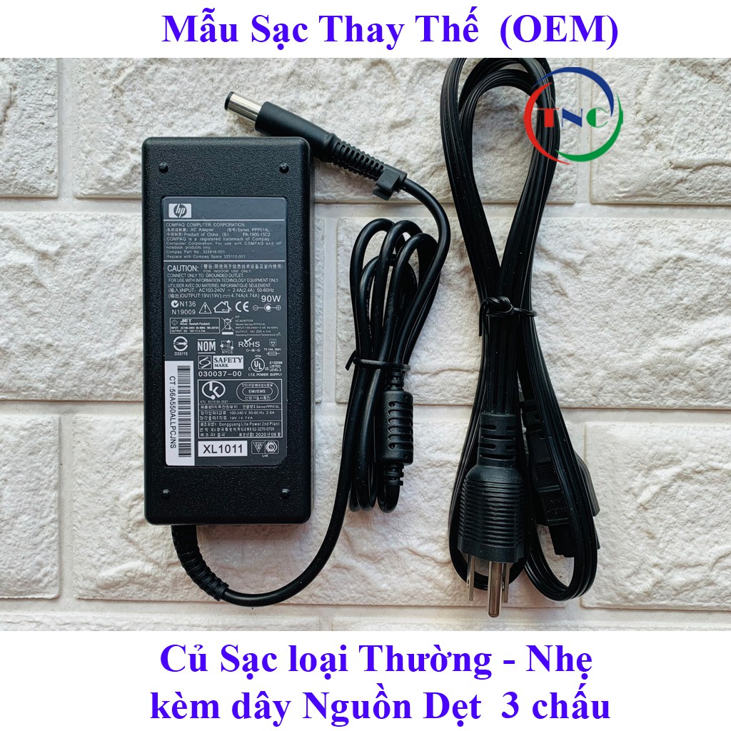 Sạc Laptop HP Chân Kim To 19V - 4.74A (90w) - TẶNG KÈM DÂY NGUỒN