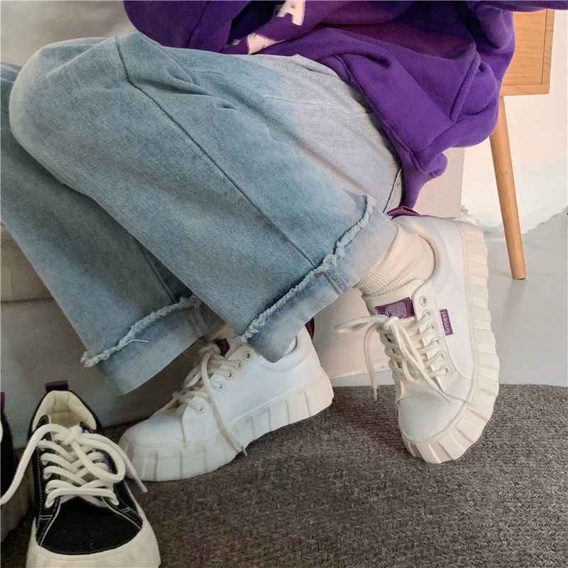 Giày thể thao canvas đế dày phong cách mùa thu 2021 mới năng động cho nữ
