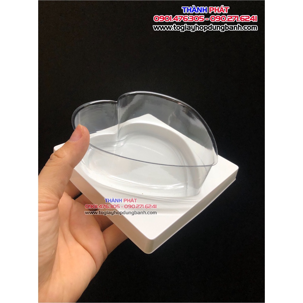 10 Hộp mica 1 trái tim 390ml đựng bánh gato , mousse, panna cotta, tiramisu làm quà tặng 8/3