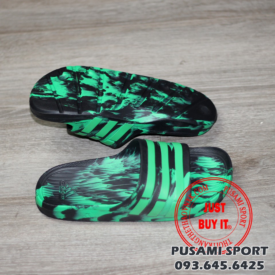 Dép quai ngang Adidas Duramo Camo đúc nguyên khối (xanh lá)