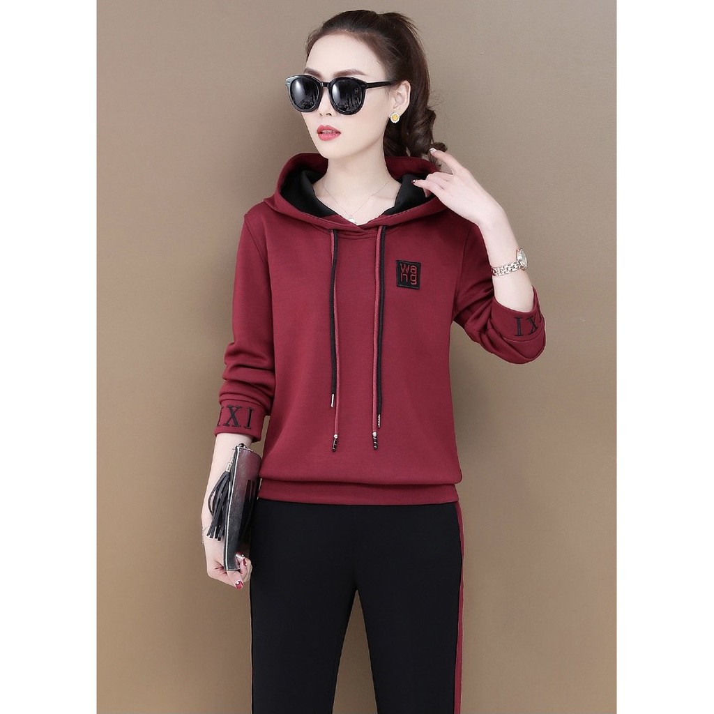 Set bộ đồ thể thao nữ thu đông dài tay thời trang KEMTHOITRANG - 4 size từ 45-85Kg tùy chiều cao