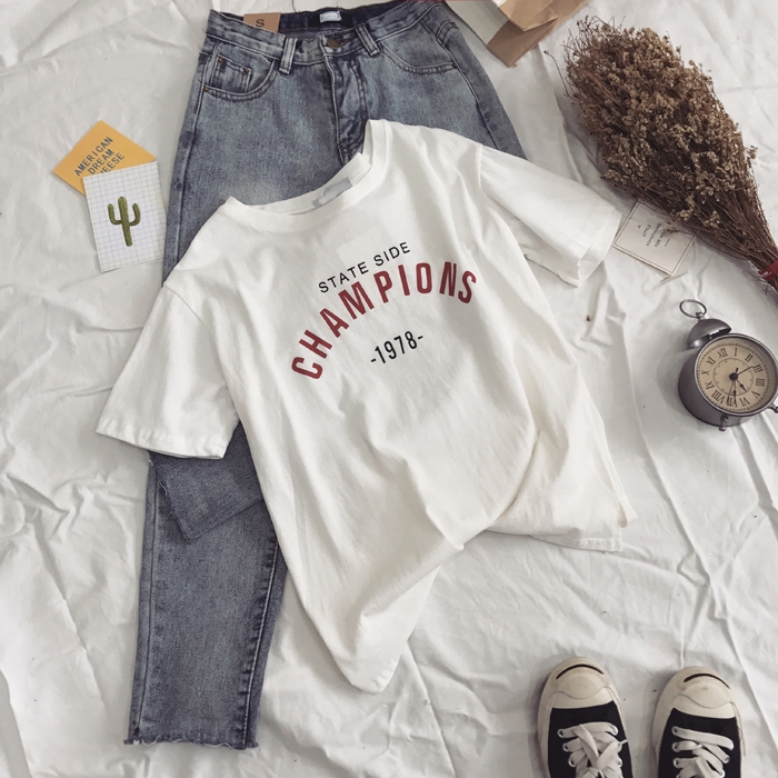 SUXI Áo thun nữ ngắn tay kiểu Hàn Quốc