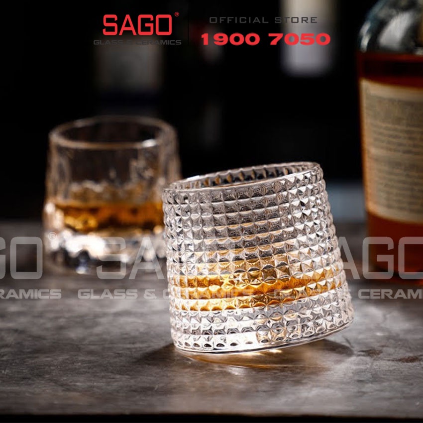 Ly Thủy Tinh Deli Vintage whi.ky Rock Glass 170ml | Tùy Chọn Họa Tiết