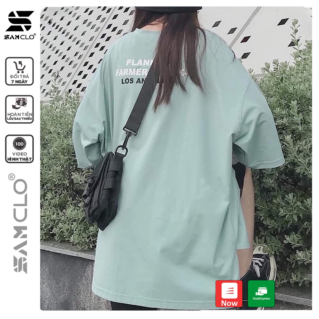 Áo phông tay lỡ nam nữ SAM CLO form rộng dáng Unisex mặc cặp, nhóm, lớp in chữ LOS ANGELES XẺ TÀ
