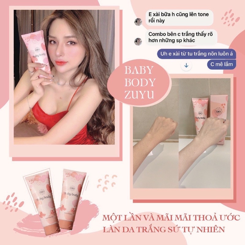 Kem Dưỡng ẩm và Trắng Da Baby Body ZuYu ( Tặng 1 set tắm trắng + 1 tẩy tbc cafe dừa)