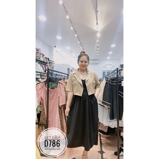 Bigsize Set đầm kèm áo vest D786